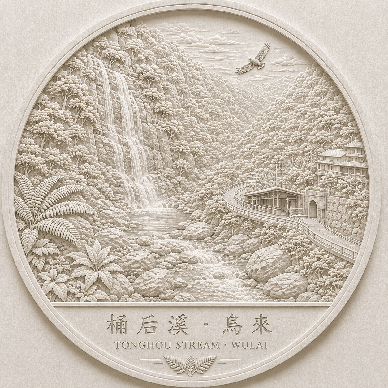 桶后溪・烏來紙張浮雕,作品編號 PRB056
