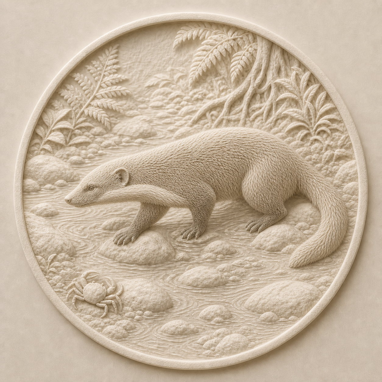 食蟹獴紙張浮雕,作品編號 CM001