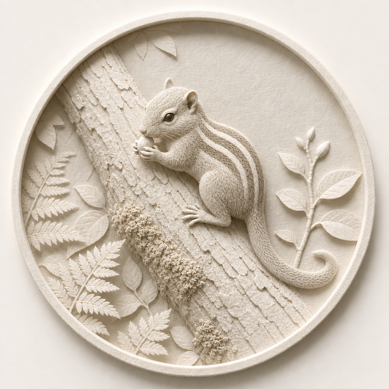 條紋松鼠紙張浮雕,作品編號 SS001