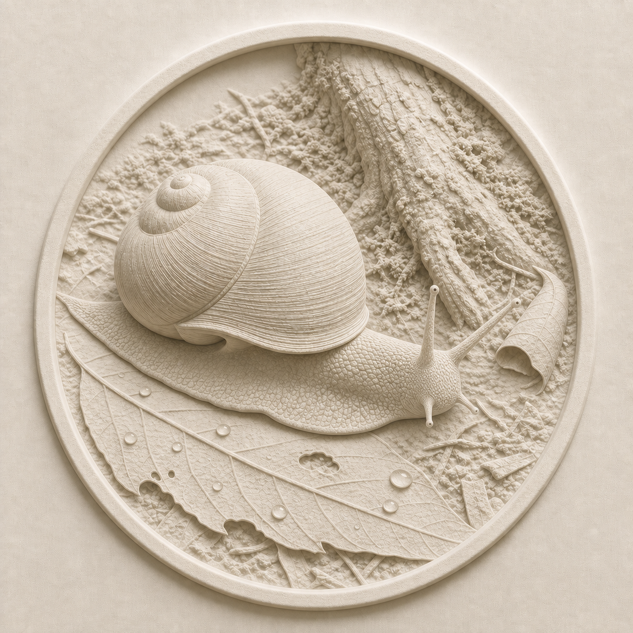 斯文豪氏大蝸牛紙張浮雕,作品編號 SLS001