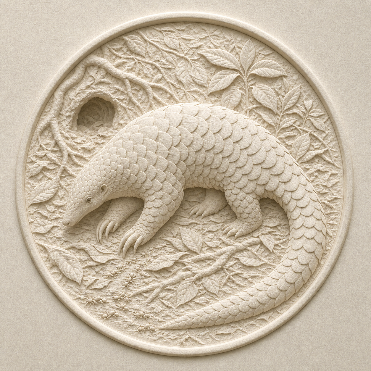 臺灣穿山甲紙張浮雕,作品編號 PA001